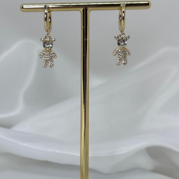 Argolinha ursinho cravejado dourado