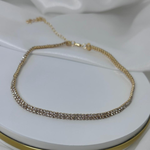 Gargantilha strass dourada
