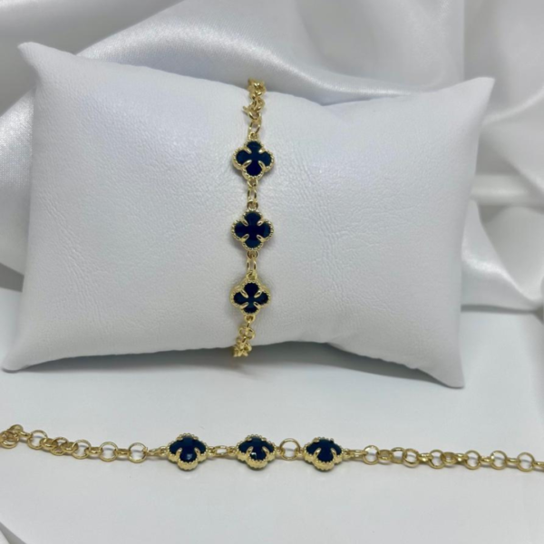 Pulseira Mini trevo dourada prata