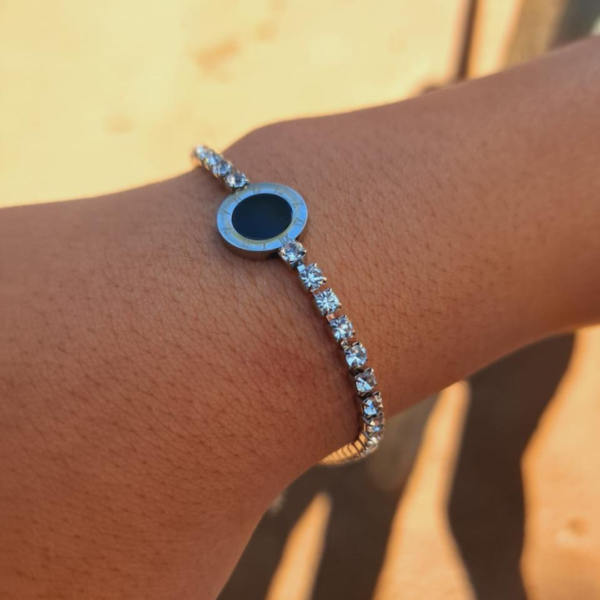 Pulseira inspiração Cartier prata strass